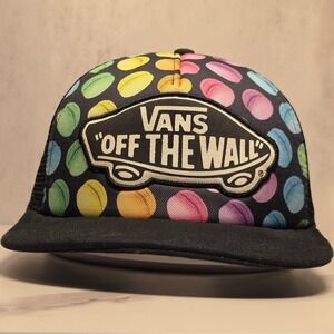 Vans Off The Wall Trucker Hat Rainbow Black Mesh Snapback Cap‎ Mens